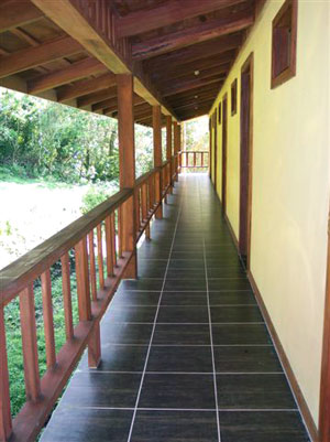 The upper corridor leads to five of the rooms.